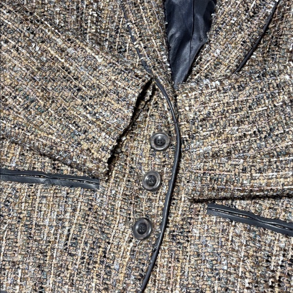 Emil Rutenberg vintage wool tweed tan cropped three button blazer women’s 6 - Picture 7 of 15